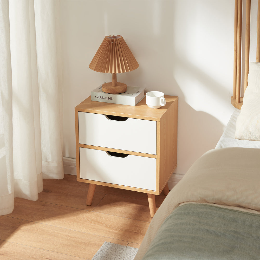 Nachtkastje Bordkak eikenkleurig en wit [en.casa]