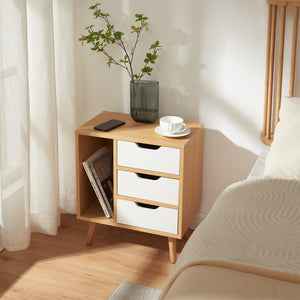 Nachtkastje Bordkak 55x48x30 cm eikenkleurig en wit [en.casa]