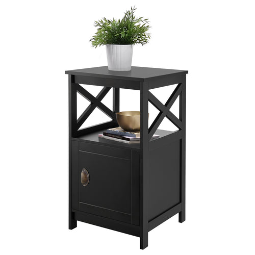 [en.casa] Bijzettafel Utajärvi met opbergruimte 74x40x40 cm zwart