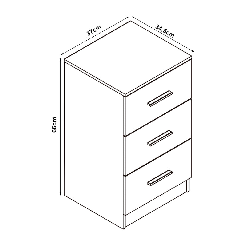 Maatschets [en.casa] Nachtkastje Aurdal 1 of 2 stuks met 3 lades 66x37x34,5 cm - 4 varianten