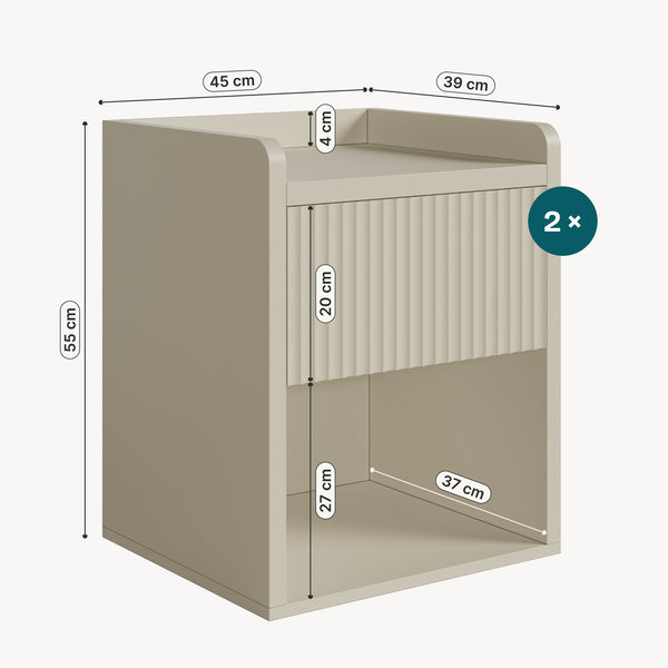 Nachtkast Nand met lade en open vak 55x45x39 cm [en.casa]