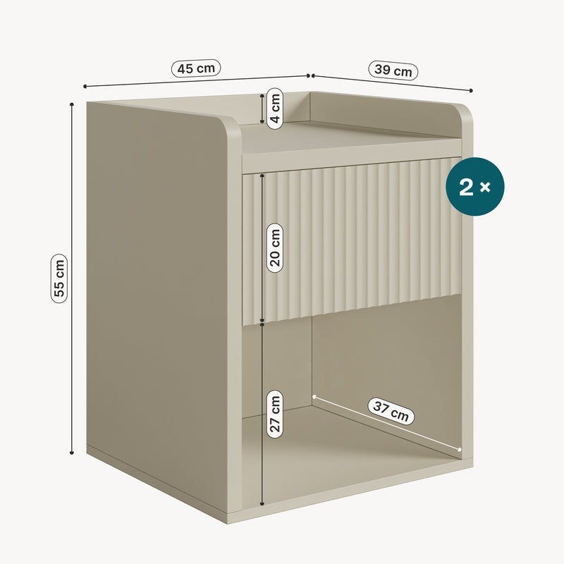 Maatschets Nachtkast Nand met lade en open vak 55x45x39 cm [en.casa]