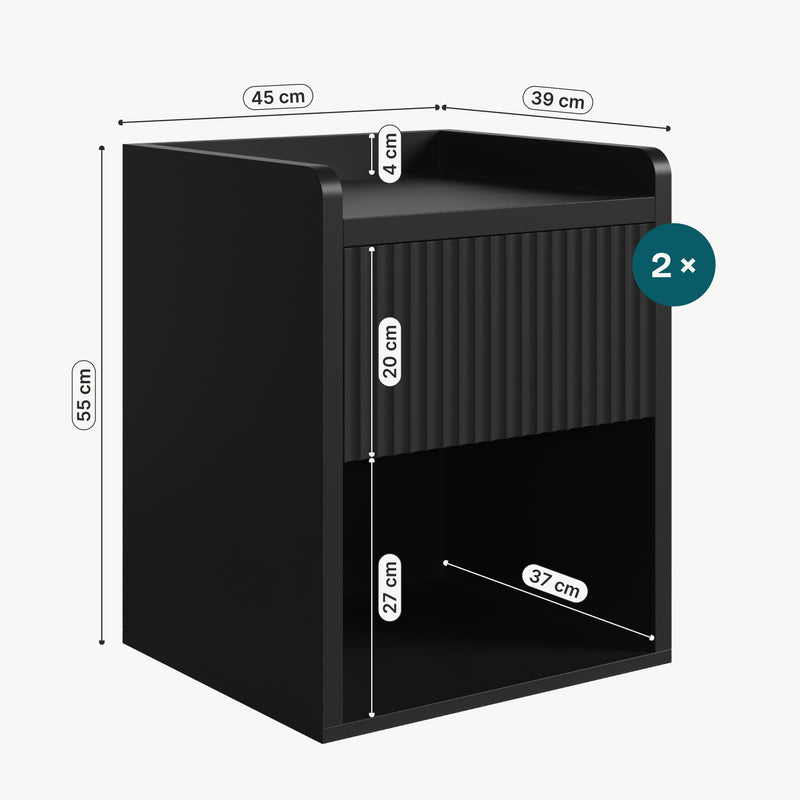 Maatschets Nachtkast Nand met lade en open vak 55x45x39 cm [en.casa]