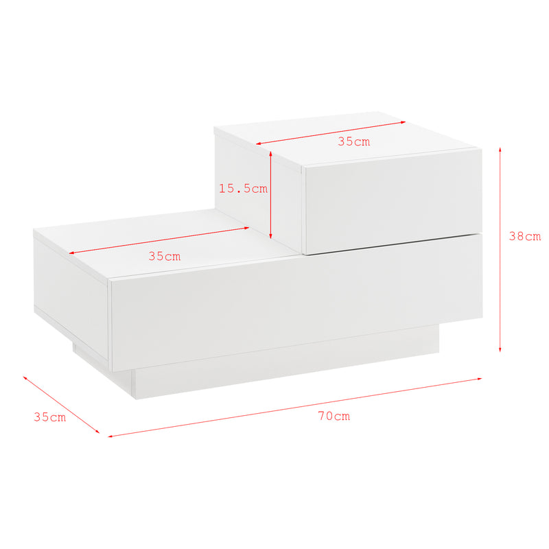 Maatschets Design nachtkastje Sebokeng rechts met lades 38x70x35 cm - verschillende kleuren