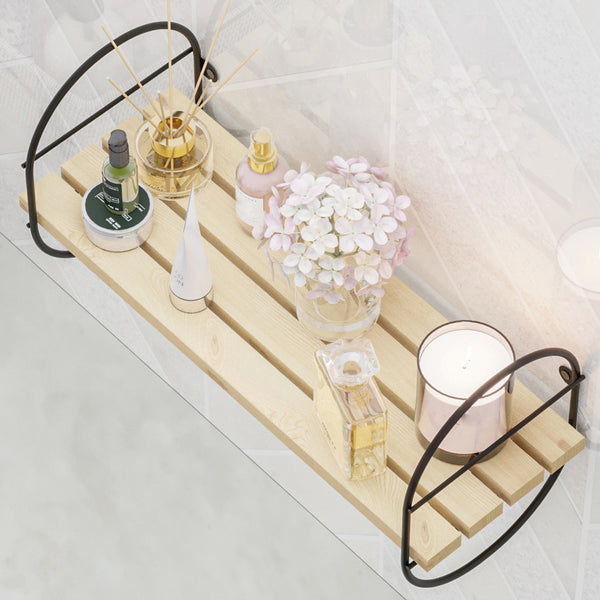 [en.casa] Wandrek Oulu met plank zwart en naturel - 2 varianten