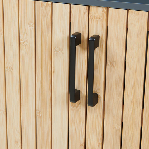 Wastafelonderkast Svanes 70x60x30 cm Donkergrijs/Natuur [en.casa]