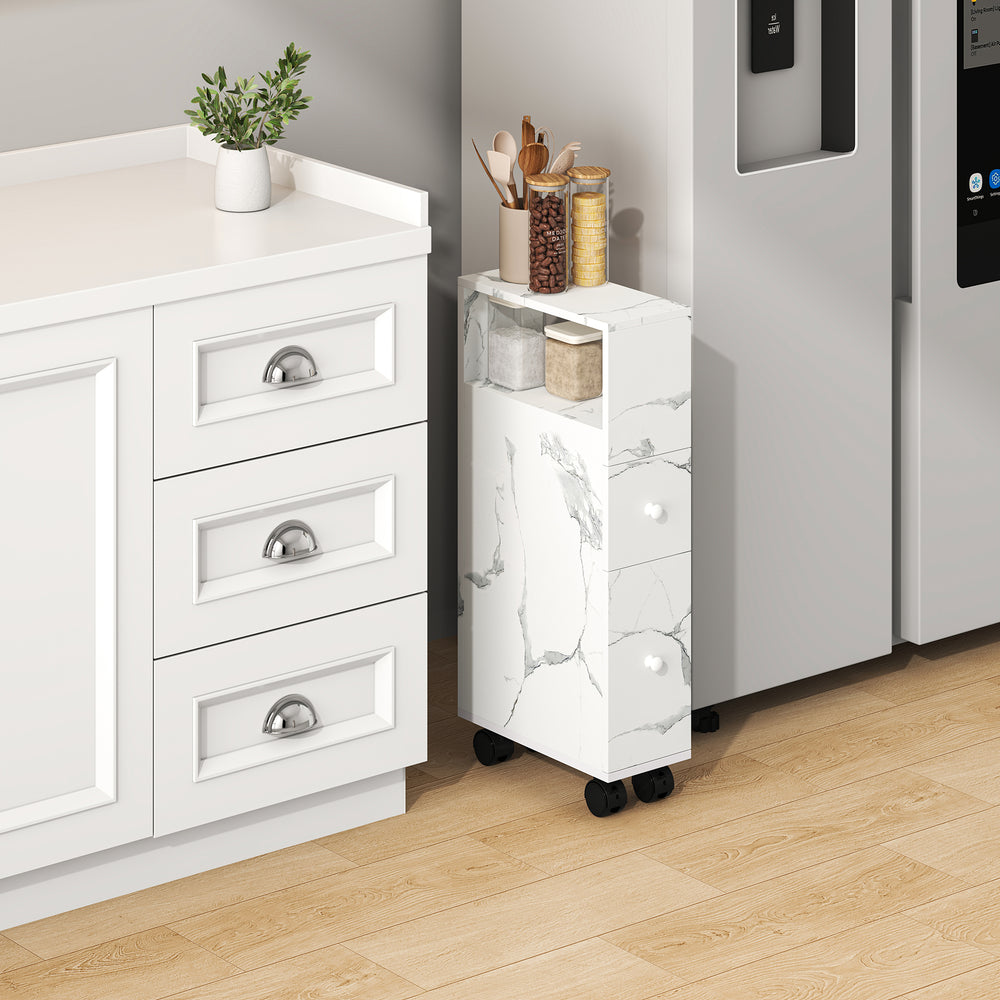 Niches kast op wieltjes Broreynna 66x15x33 cm [en.casa]