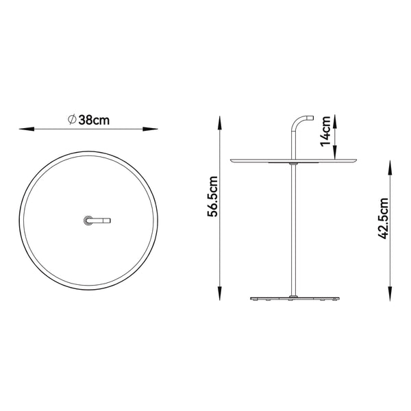 Bijzettafel Calimera staal Ø38 cm met handgreep casa.pro