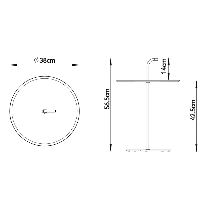 Maatschets Bijzettafel Calimera staal Ø38 cm met handgreep casa.pro