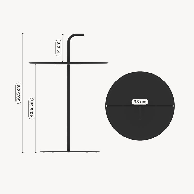Maatschets Bijzettafel Calimera staal Ø38 cm met handgreep casa.pro