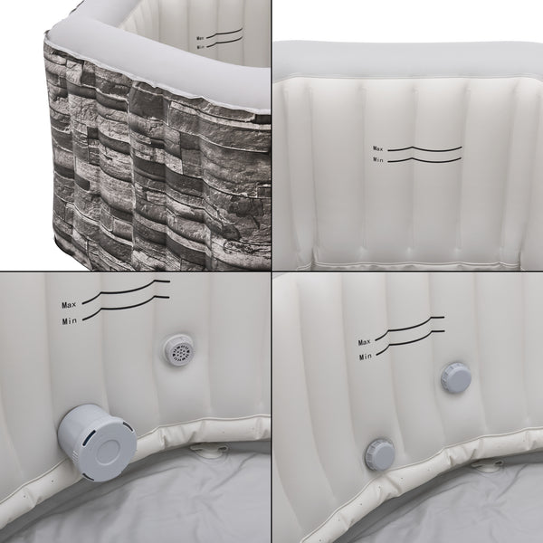 Opblaasbaar bubbelbad Carosino steenlook en grijs pro.tec