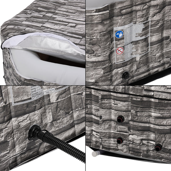 Opblaasbaar bubbelbad Carosino steenlook en grijs pro.tec