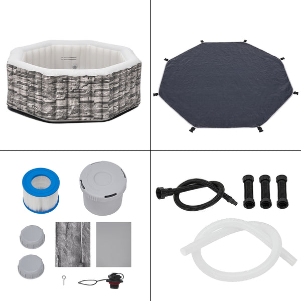 Opblaasbaar bubbelbad Carosino steenlook en grijs pro.tec