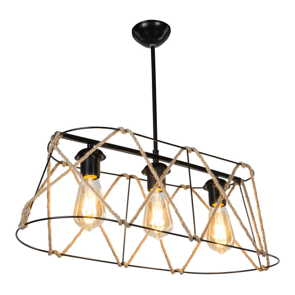 [lux.pro] Hanglamp Harrogate E27 zwart en jute - 2 varianten