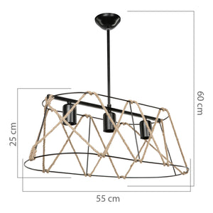 [lux.pro] Hanglamp Harrogate E27 zwart en jute - 2 varianten