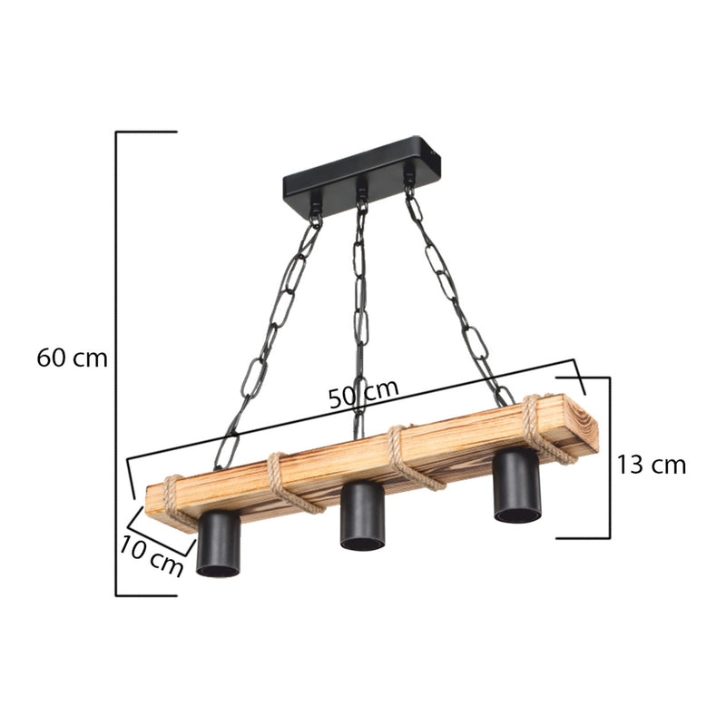 Maatschets [lux.pro] Hanglamp Hemel E27 zwart houtkleurig en jute - 3 varianten