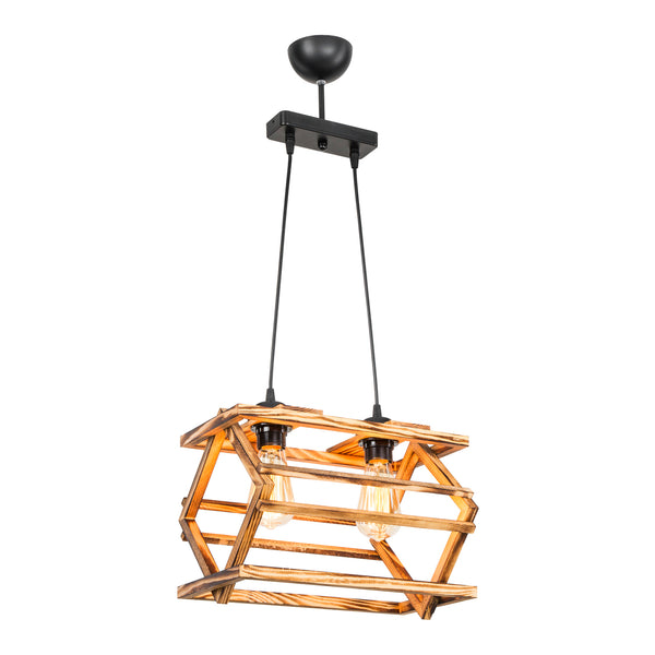 [lux.pro] Hanglamp Kettering E27 zwart en houtkleurig - 2 varianten