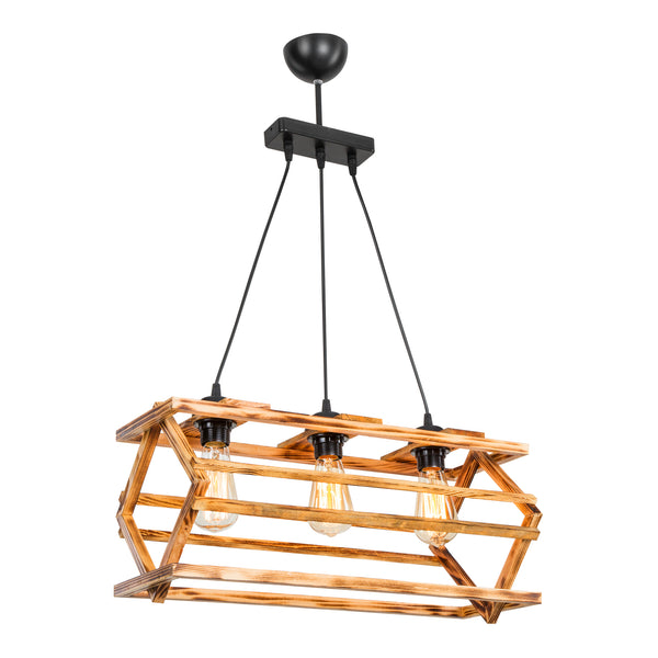 [lux.pro] Hanglamp Kettering E27 zwart en houtkleurig - 2 varianten