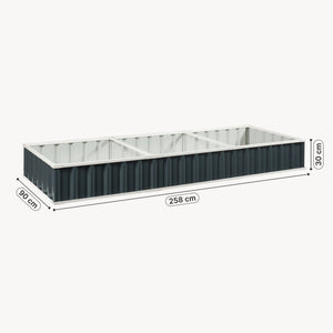 Moestuinbak Albrandswaard met 1 paar handschoenen 258x90x30 cm antracietgrijs [en.casa]