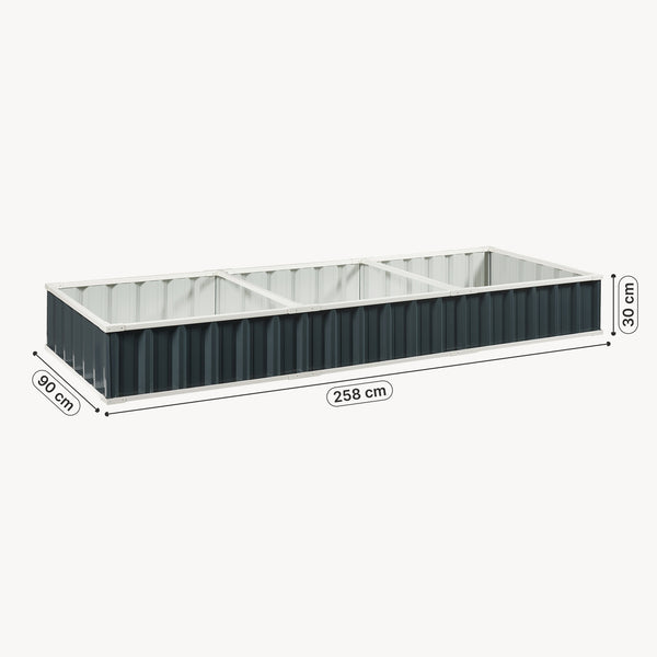 Moestuinbak Albrandswaard met 1 paar handschoenen 258x90x30 cm antracietgrijs [en.casa]
