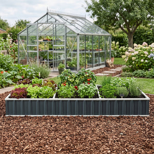 Moestuinbak Albrandswaard met 1 paar handschoenen 258x90x30 cm antracietgrijs [en.casa]