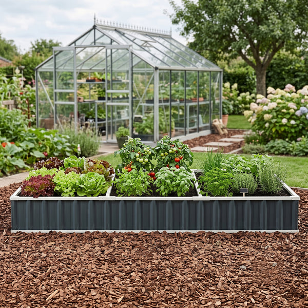 Moestuinbak Albrandswaard met 1 paar handschoenen 258x90x30 cm antracietgrijs [en.casa]