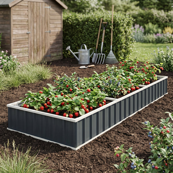 Moestuinbak Albrandswaard met 1 paar handschoenen 258x90x30 cm antracietgrijs [en.casa]