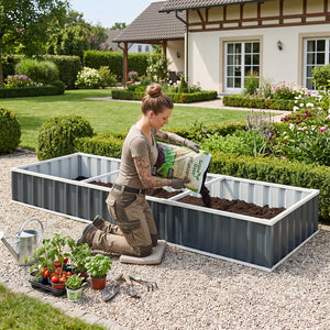 Moestuinbak Albrandswaard met 1 paar handschoenen 258x90x30 cm antracietgrijs [en.casa]
