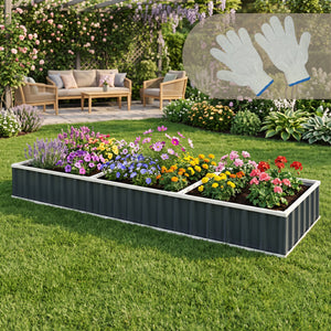 Moestuinbak Albrandswaard met 1 paar handschoenen 258x90x30 cm antracietgrijs [en.casa]