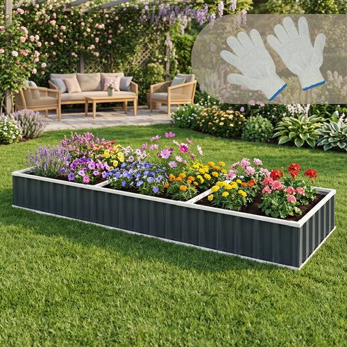 Moestuinbak Albrandswaard met 1 paar handschoenen 258x90x30 cm antracietgrijs [en.casa]