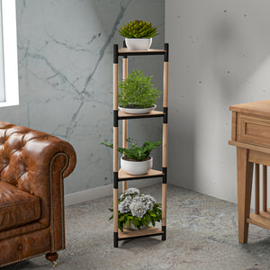 [en.casa] Plantenstandaard Slagelse houtkleurig en zwart - 2 varianten