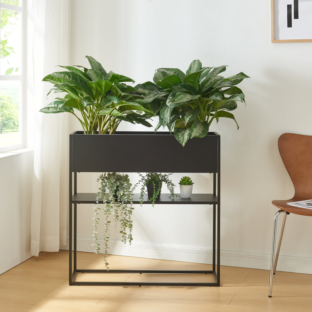 Plantenstandaard Joensuu 80x80x25 cm zwart [en.casa]
