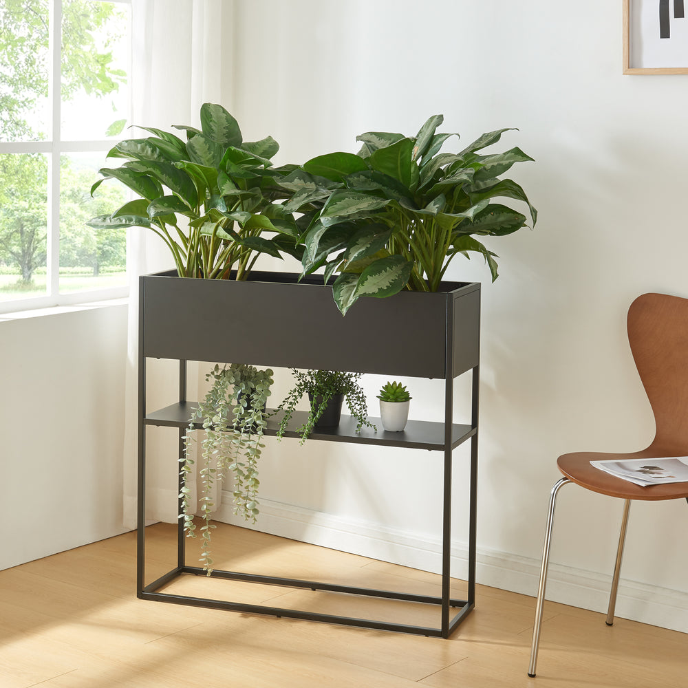 Plantenstandaard Joensuu 80x80x25 cm zwart [en.casa]