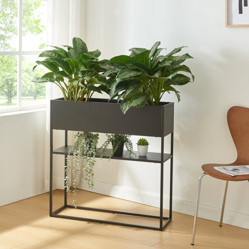 Plantenstandaard Joensuu 80x80x25 cm zwart [en.casa]