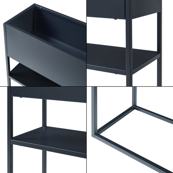 Plantenstandaard Joensuu 80x80x25 cm zwart [en.casa]