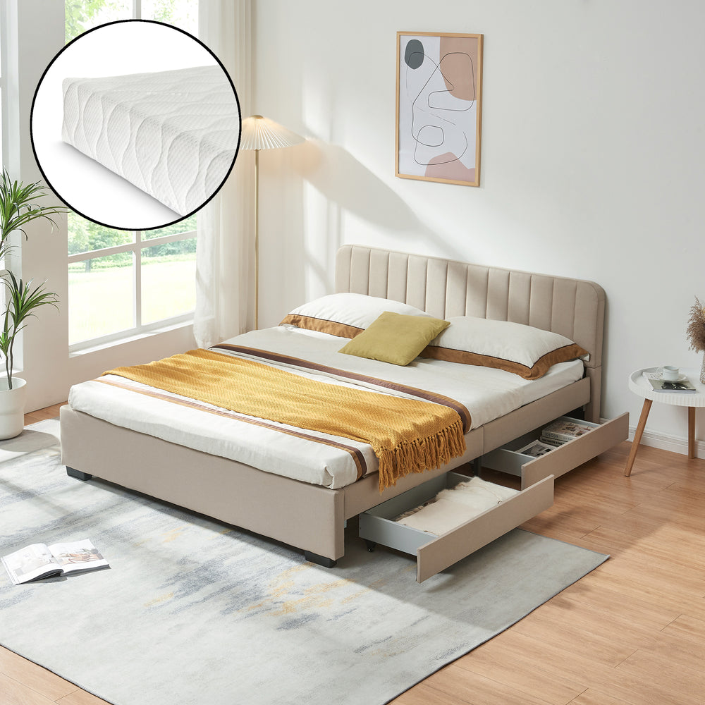Bed Nofrenna met matras en 4 bedlades [en.casa]