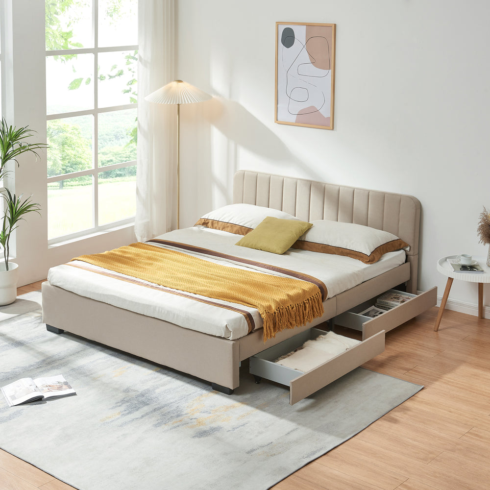 Bed Nofrenna bedframe met bedbodem en 4 bedlades [en.casa] 