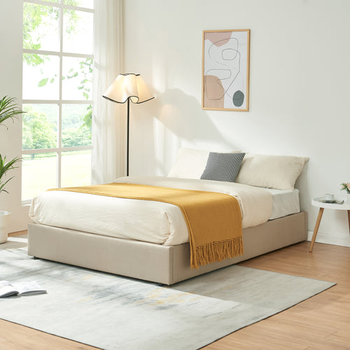 Tweepersoonsbed Nola bedframe met lattenbodem en opbergruimte [en.casa]