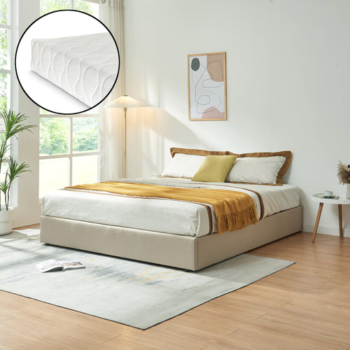 Tweepersoonsbed Nola met bedbodem en matras [en.casa]