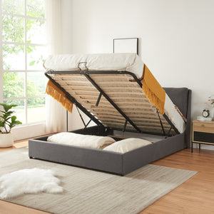 Tweepersoonsbed Lunner met bedbodem donkergrijs [en.casa]