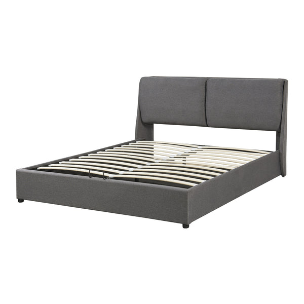 Tweepersoonsbed Lunner met bedbodem donkergrijs [en.casa]