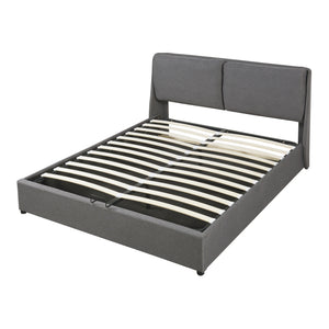 Tweepersoonsbed Lunner met bedbodem donkergrijs [en.casa]