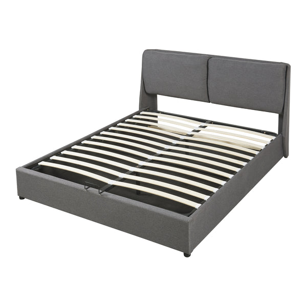 Tweepersoonsbed Lunner met bedbodem donkergrijs [en.casa]