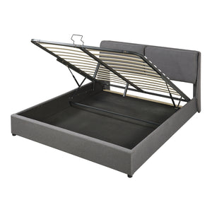 Tweepersoonsbed Lunner met bedbodem donkergrijs [en.casa]