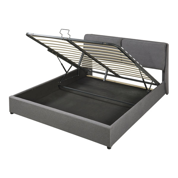 Tweepersoonsbed Lunner met bedbodem donkergrijs [en.casa]