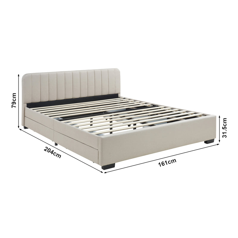 Maatschets Bed Nofrenna met matras en 4 bedlades [en.casa]