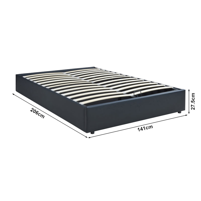 Maatschets Tweepersoonsbed Nola bedframe met lattenbodem en opbergruimte [en.casa]