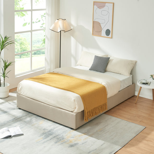 Tweepersoonsbed Nola bedframe met lattenbodem en opbergruimte [en.casa]
