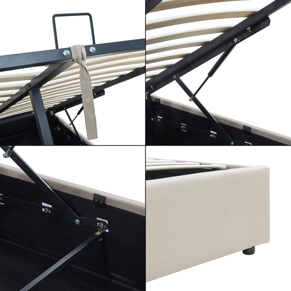 Tweepersoonsbed Nola bedframe met lattenbodem en opbergruimte [en.casa]