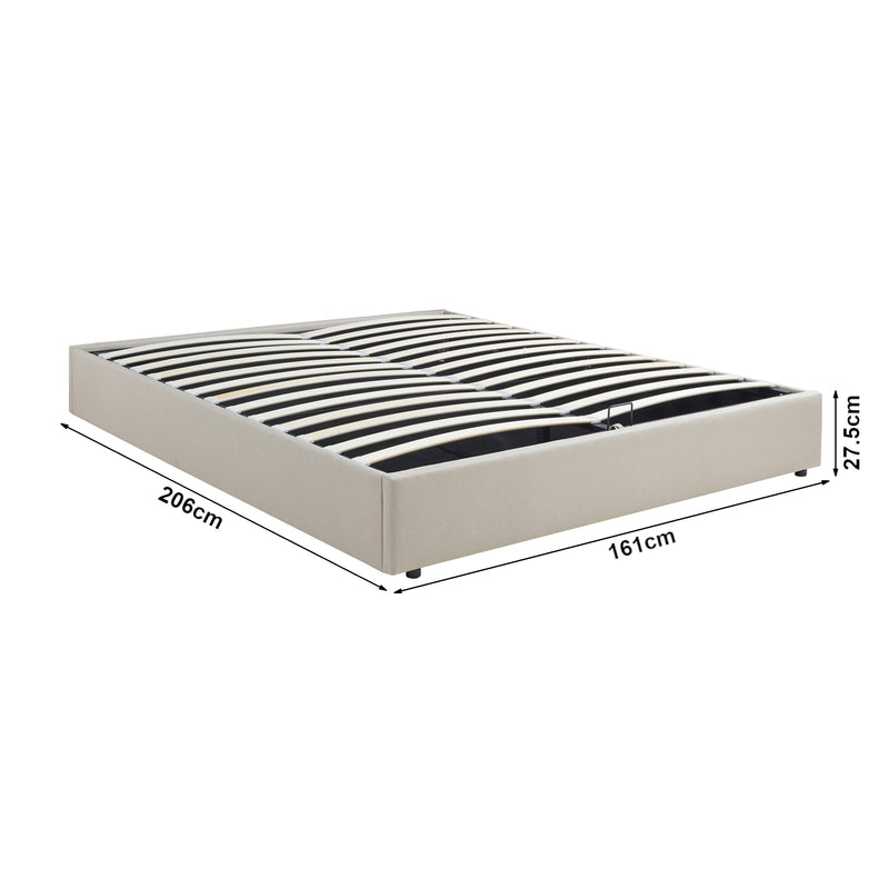 Maatschets Tweepersoonsbed Nola bedframe met lattenbodem en opbergruimte [en.casa]